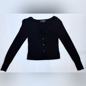 LOFT Versa Ribbed V-Neck Cardigan Black Size S